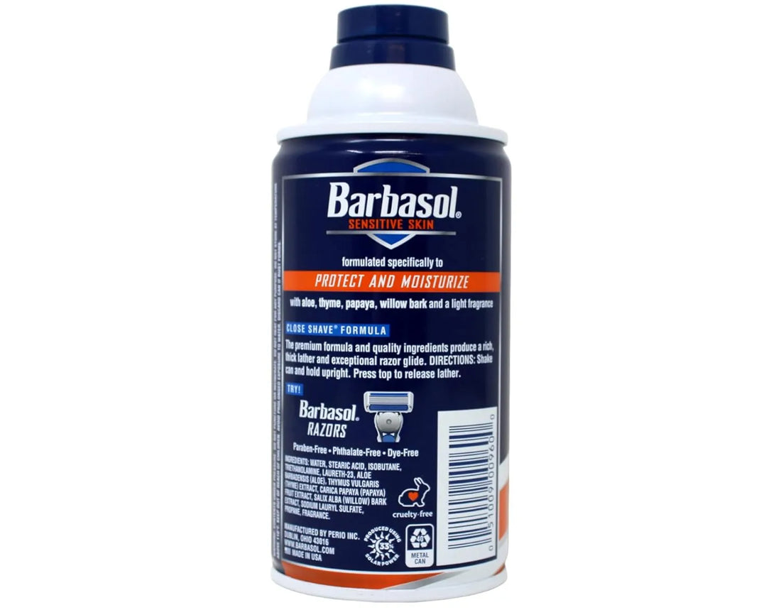 Barbasol Sensitive Skin Thick and Rich Shaving Cream, 10 Ounce Pack of 2