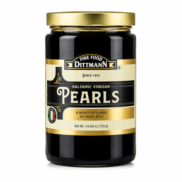 Balsamic Vinegar Pearls, 24.69 oz Jar – Rich Balsamic Vinegar Flavor from Modena – Ideal for Salads, Carpaccio, Cheese & Desserts
