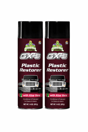 GX-3 Black Plastic Restorer for Cars – Trim, Vinyl & Rubber Renew with Aloe Vera, Interior & Exterior Cleaner 2-Pack 8oz