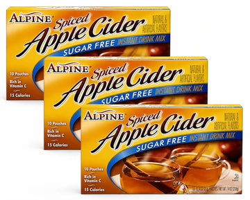 Alpine Sugar Free Spiced Apple Cider Drink Mix Packets, Apple Flavored Instant Hot Drink, 1.4 oz Boxes (Pack of 3)