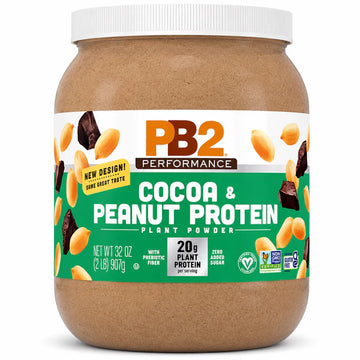 PB2 Performance Vegan Protein Powder with Cocoa, 20g Plant-Based Protein, No Added Sugar, Gluten Free, Non-GMO, 2 lb