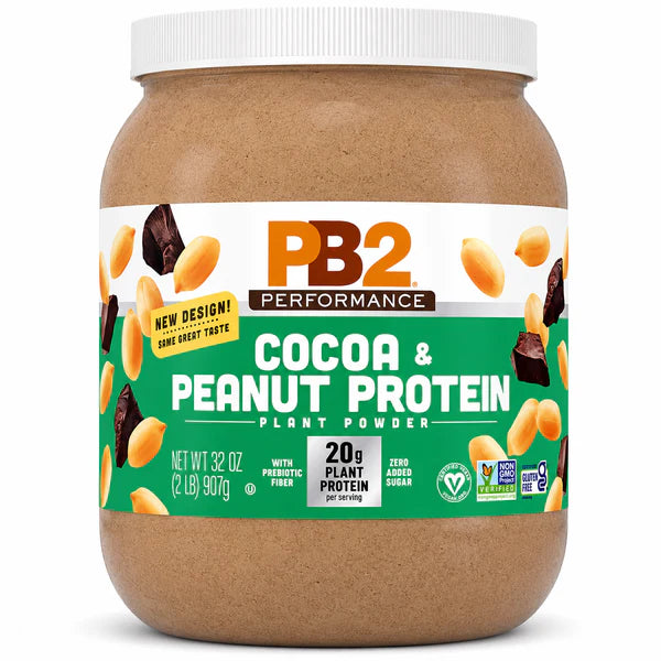 PB2 Performance Vegan Protein Powder with Cocoa, 20g Plant-Based Protein, No Added Sugar, Gluten Free, Non-GMO, 2 lb