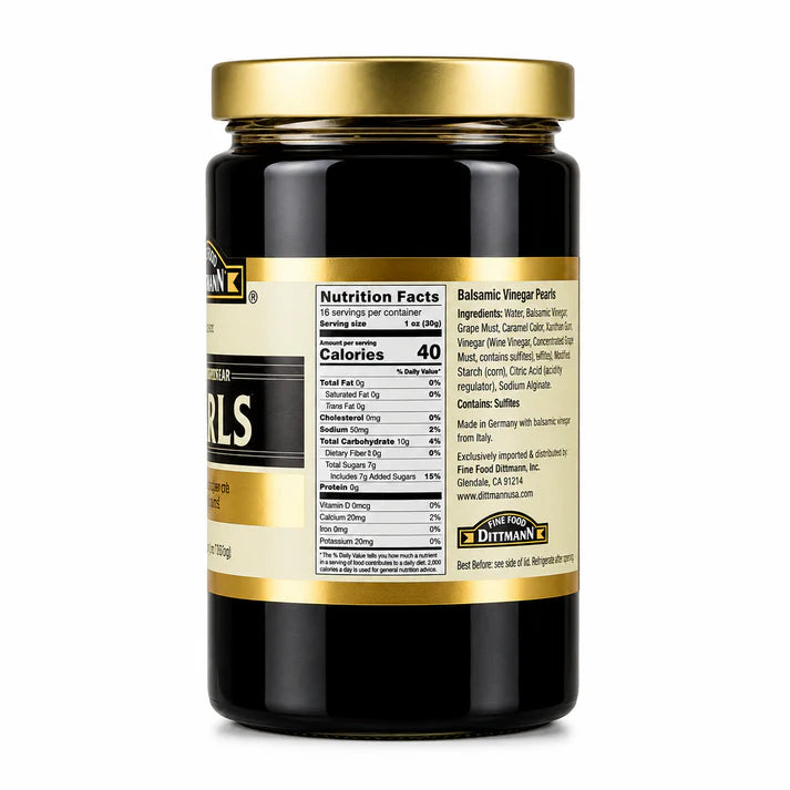 Balsamic Vinegar Pearls, 24.69 oz Jar – Rich Balsamic Vinegar Flavor from Modena – Ideal for Salads, Carpaccio, Cheese & Desserts