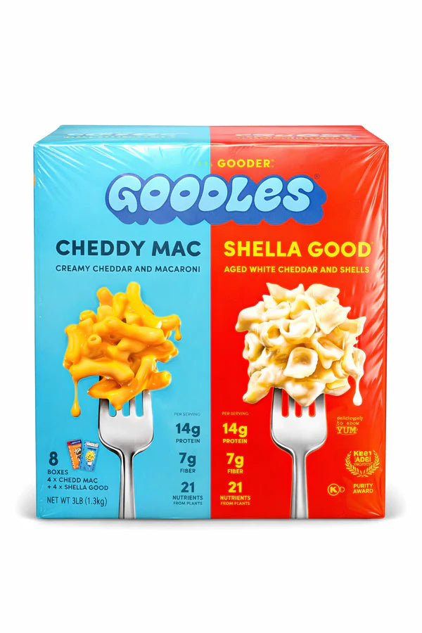 Goodles Mac & Cheese Variety Pack, 8 Boxes, High Protein & Fiber, Real Cheese, Prebiotics & Plant Nutrients