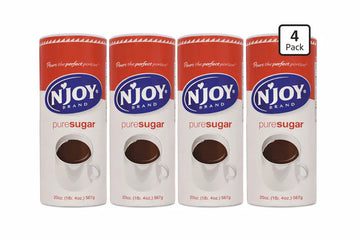 N’Joy Granulated Sugar Canisters 22 oz 4-Pack – Easy Pour Sugar Dispenser for Coffee, Baking & Everyday Use