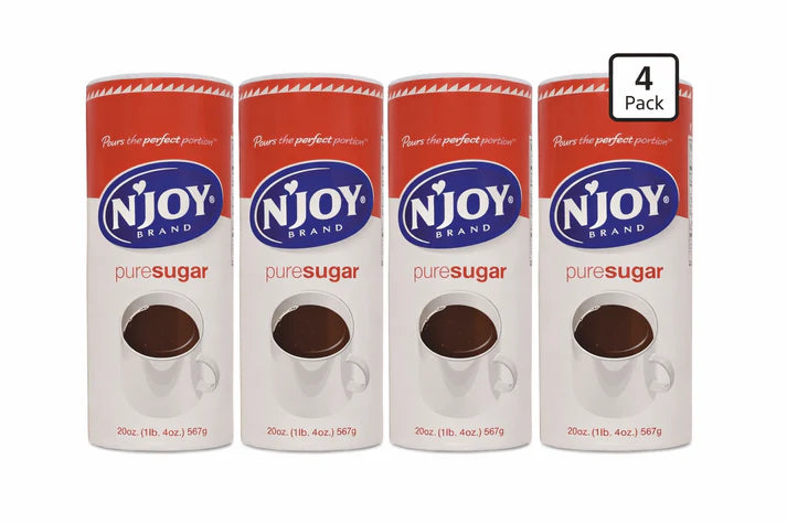 N’Joy Granulated Sugar Canisters 22 oz 4-Pack – Easy Pour Sugar Dispenser for Coffee, Baking & Everyday Use