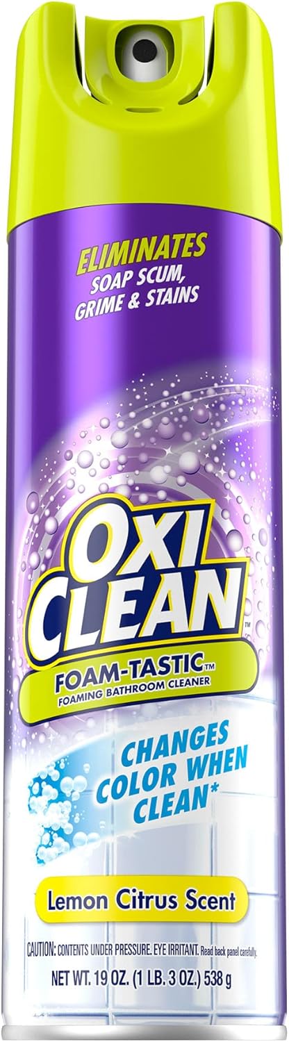 Kaboom OxiClean Foam-Tastic™ Foaming Bathroom Cleaner, Citrus Scent, Eliminates Soap Scum, Grime and Stains, 19 oz Spray