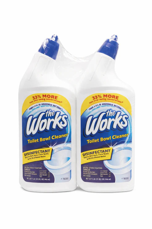 The Works 33302WK Disinfectant Toilet Bowl Cleaner, 32 oz Bottle, 2/Pack
